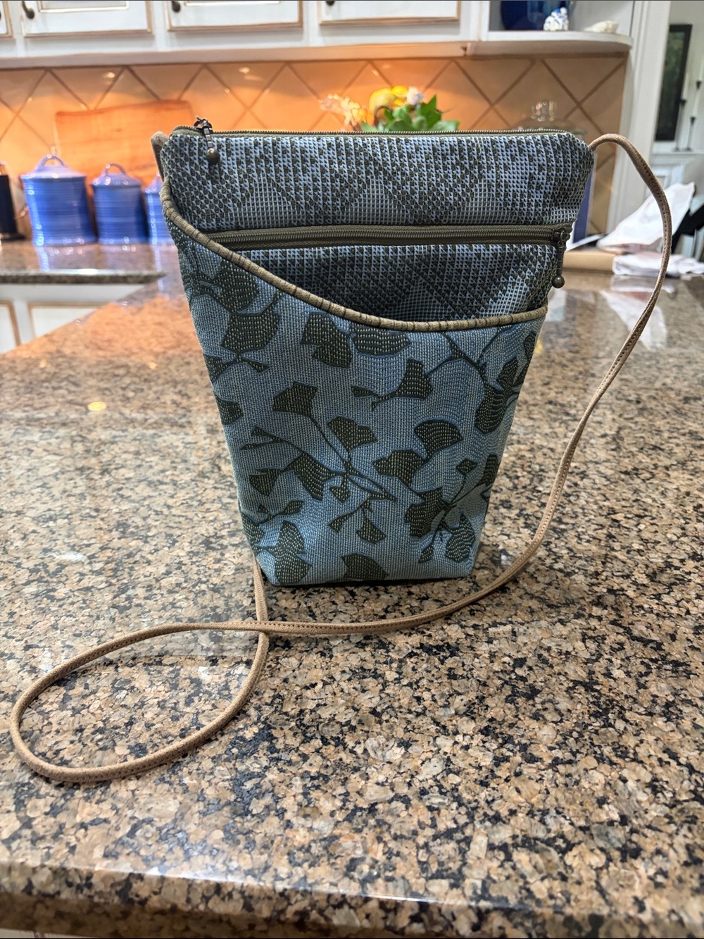 Maruca Designs Crossbody Bag Handmade In Colorado in blue fabrics